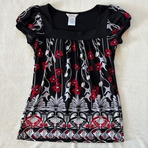 Y2K Speechless Women's Medium Floral Grunge Square Neck Short Sleeve